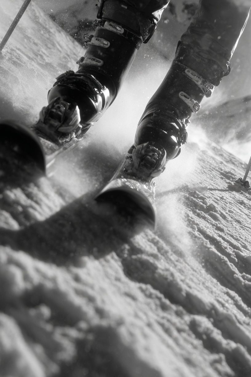 Skiing Adventure — Black and White Print. poster — photography art