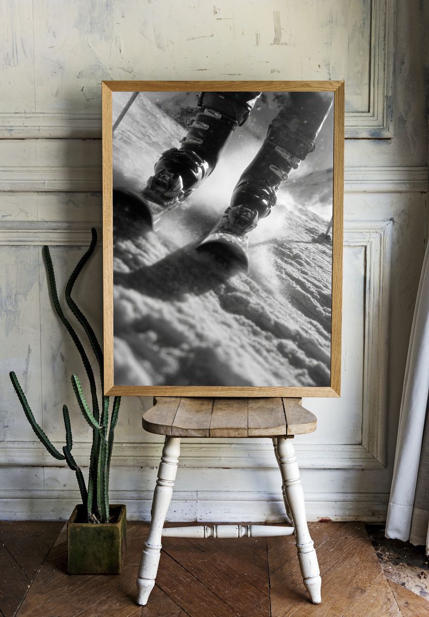 Skiing Adventure — Black and White Print. — room view 1