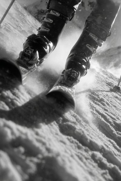 Skiing Adventure — Black and White Print. poster