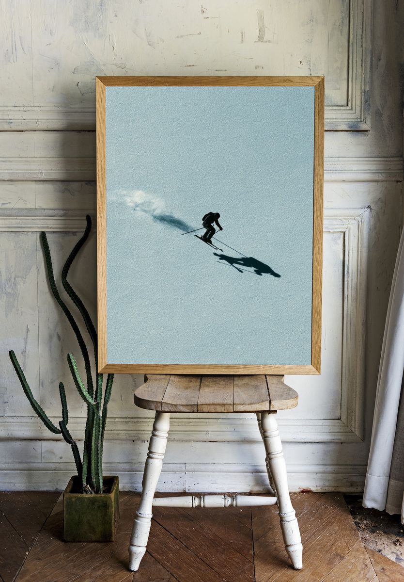 Skier on Snowfield Photography Poster. — room view 1
