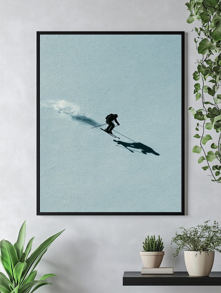 Skier on Snowfield Photography Poster. — room view 4
