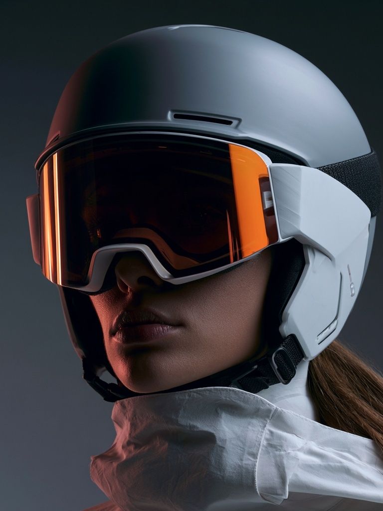 Ski Helmet Portrait Poster. poster detail