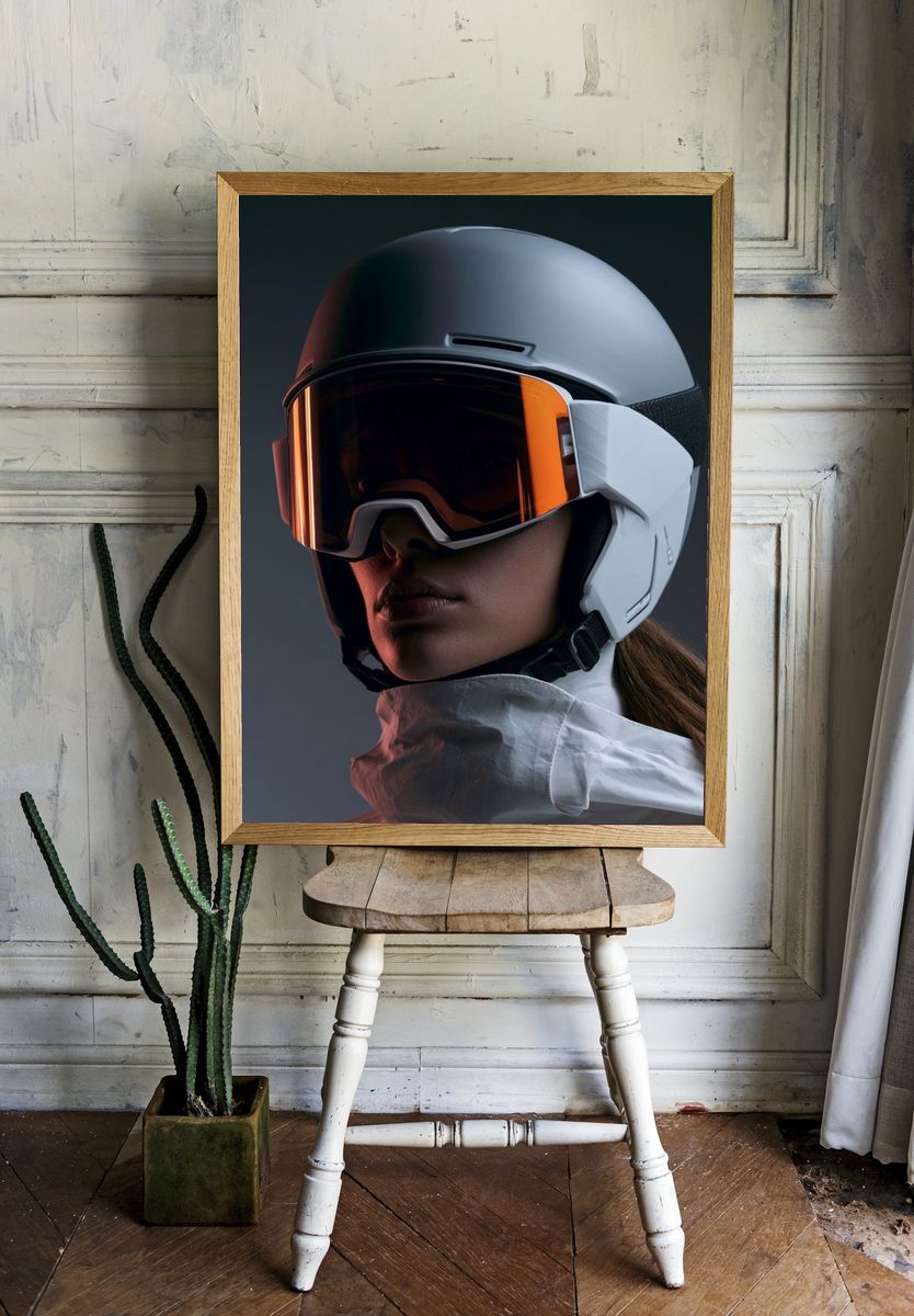 Ski Helmet Portrait Poster. room preview