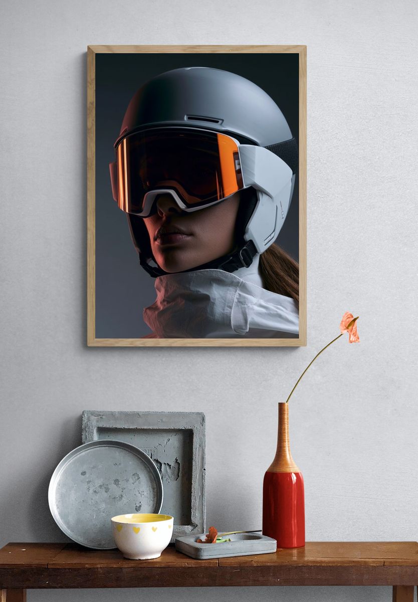 Ski Helmet Portrait Poster. — room view 3