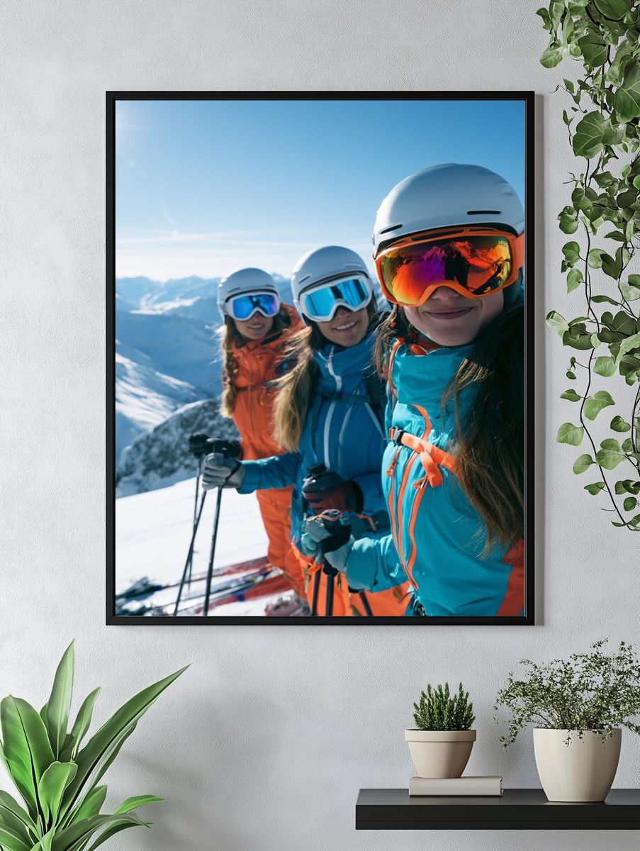 Skiing Friends Mountain Adventure Poster. — room view 4