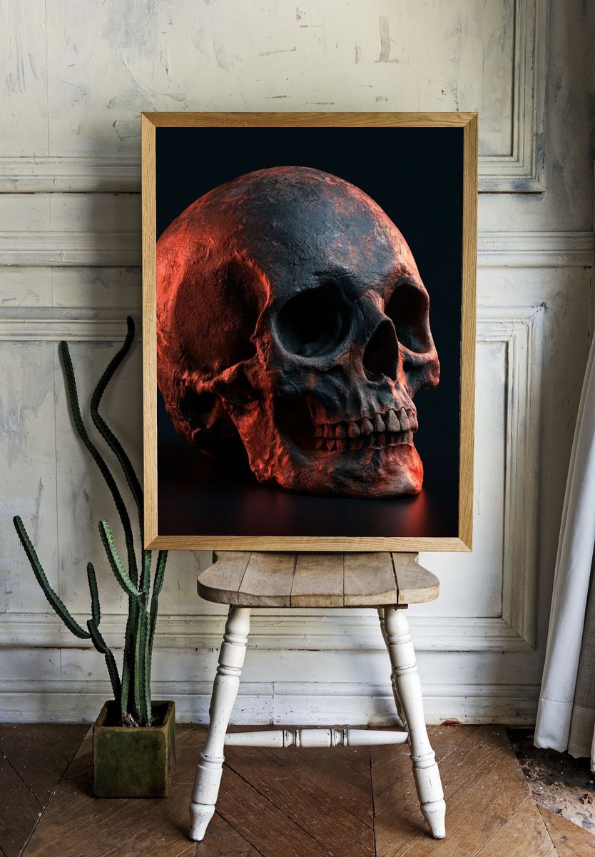 Red Skull Dark Art Poster. room preview
