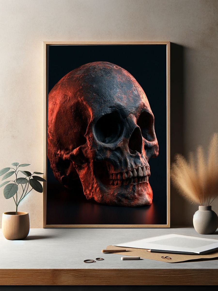 Red Skull Dark Art Poster. — room view 2