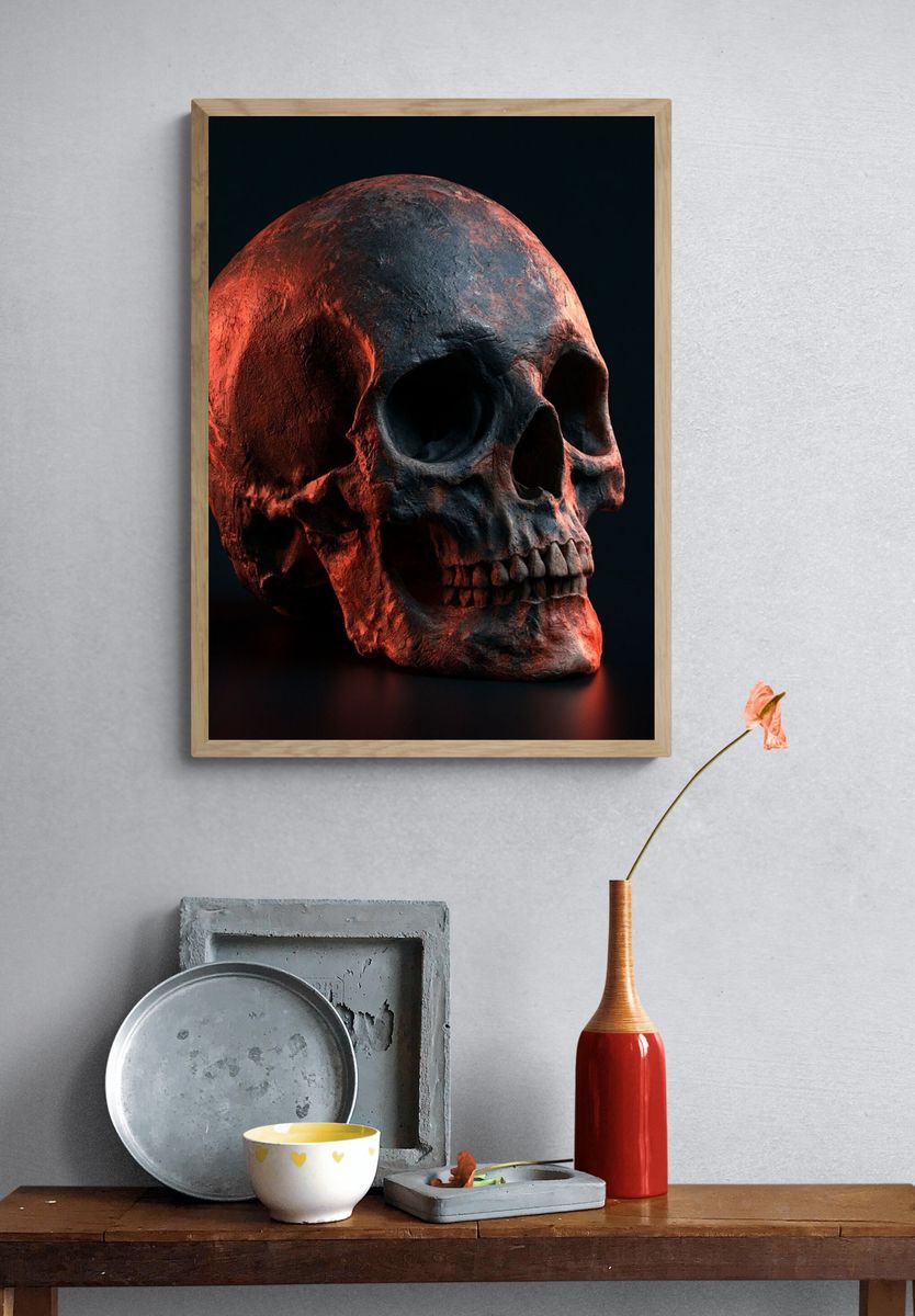 Red Skull Dark Art Poster. — room view 3
