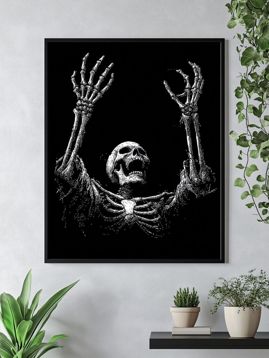 Raising Skeleton — Black-White Print. — room view 4