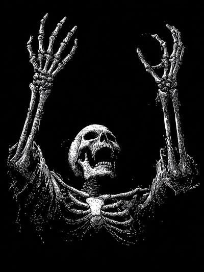 Raising Skeleton — Black-White Print. poster print