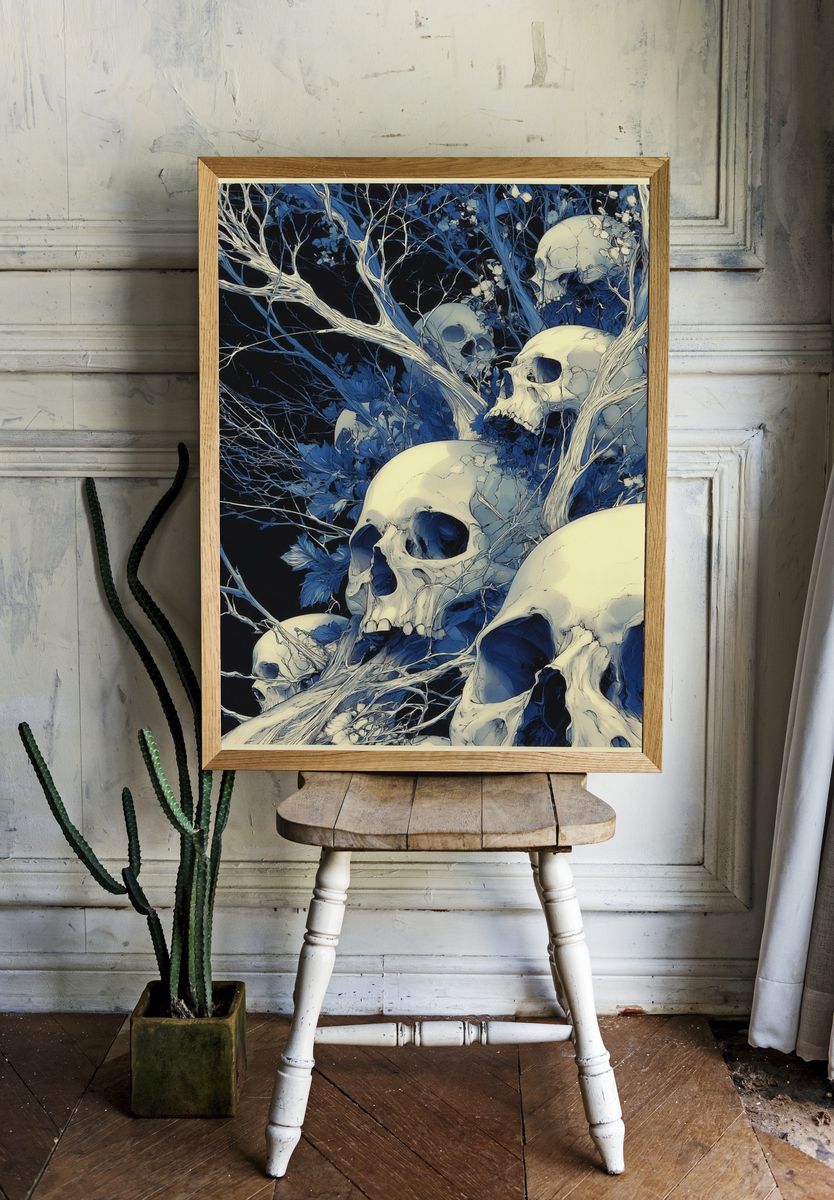 Skull Forest Surrealism Print. room preview