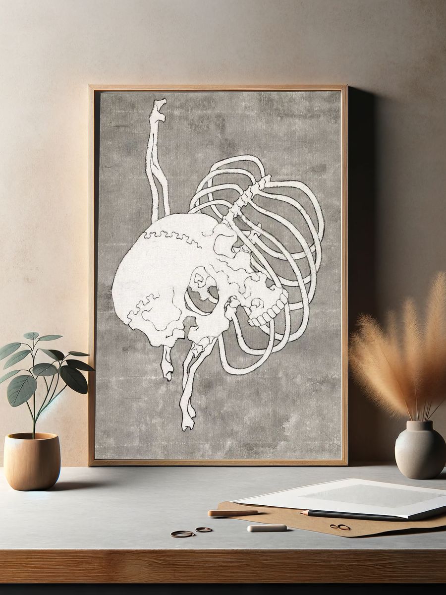 Anatomical Skull and Ribs — Minimalist Print. — room view 2