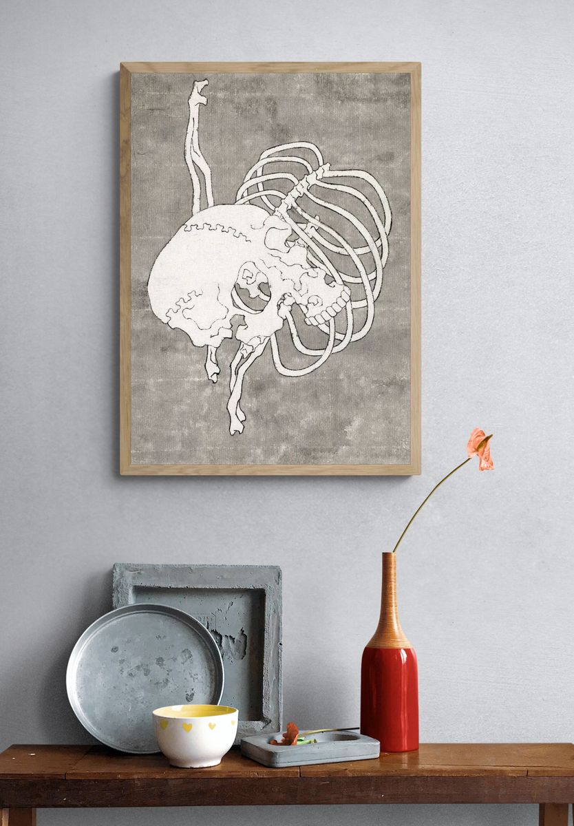 Anatomical Skull and Ribs — Minimalist Print. — room view 3