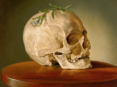 Skull with Greenery — Fine Art Print. poster print