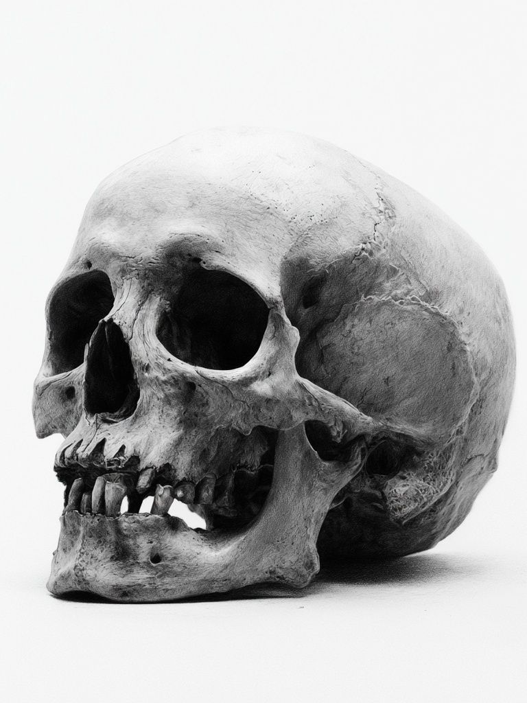 Human Skull Black-White Poster. poster detail