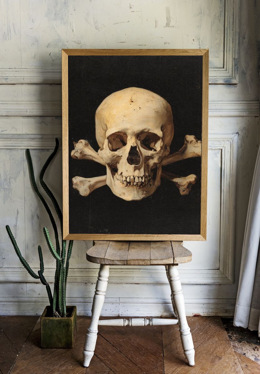 Skull and Crossbones Vintage Print. — room view 1