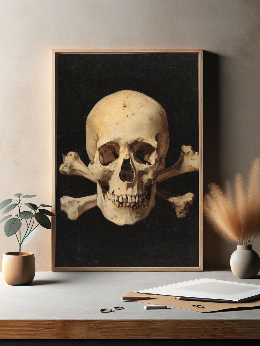 Skull and Crossbones Vintage Print. — room view 2