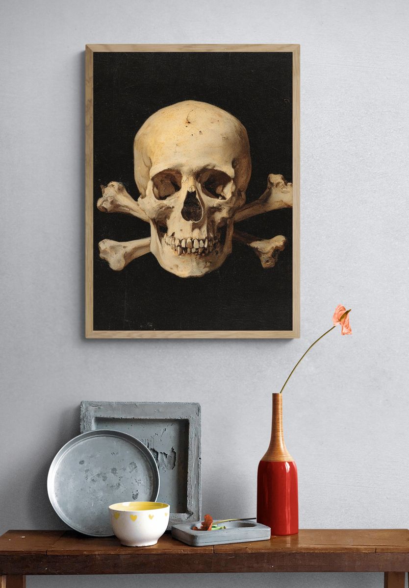 Skull and Crossbones Vintage Print. — room view 3