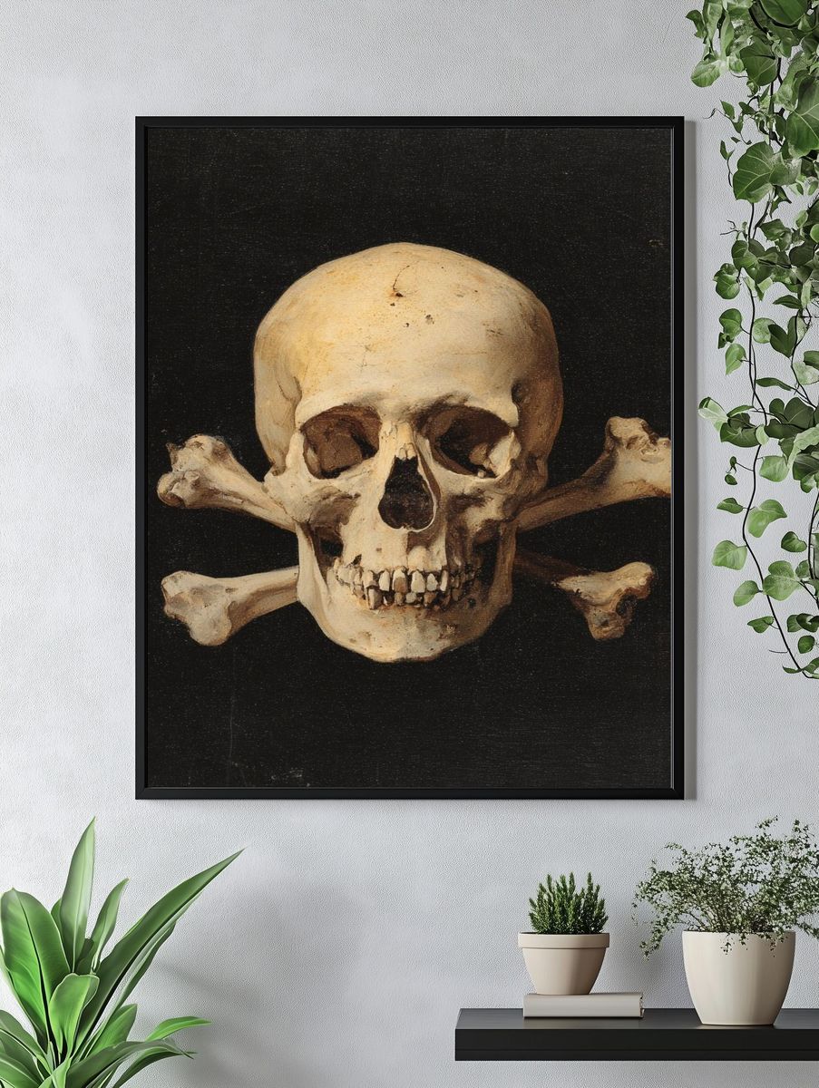 Skull and Crossbones Vintage Print. — room view 4