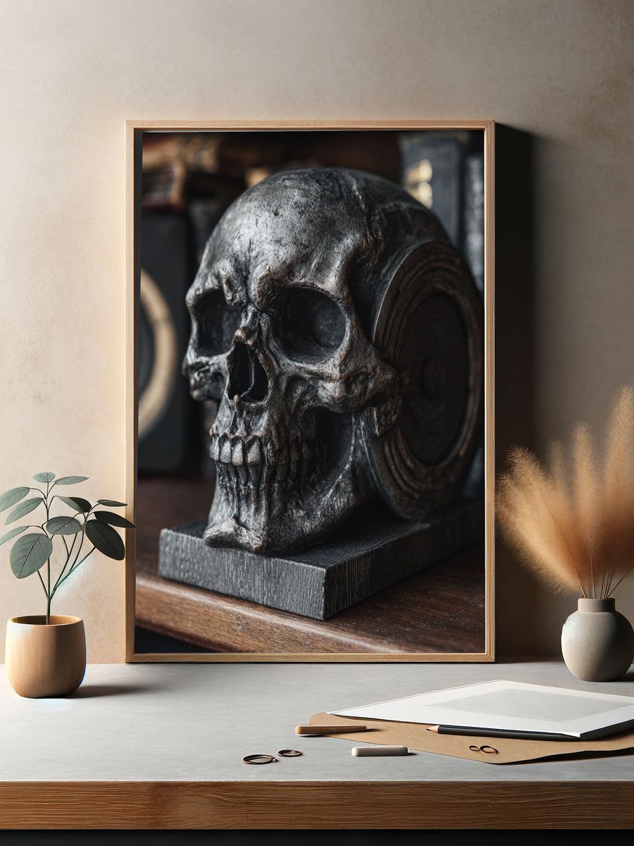 Dark Skull Still Life Poster. — room view 2