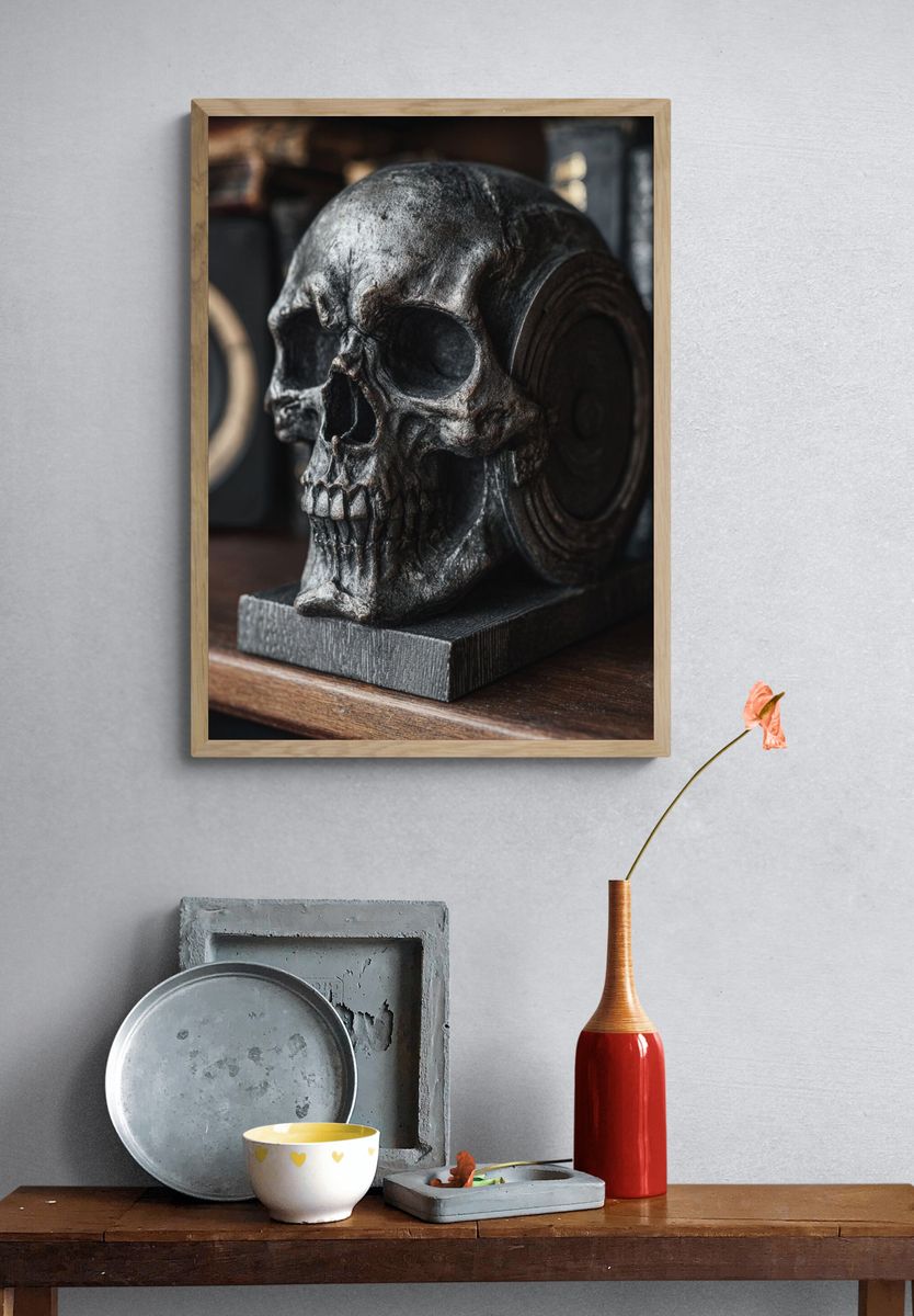 Dark Skull Still Life Poster. — room view 3
