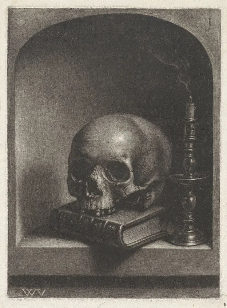 Vanitasstilleven in een nis (1658 - 1677). poster — fine-art art