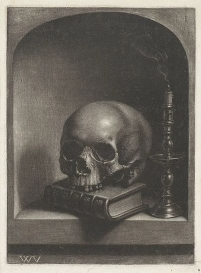 Vanitasstilleven in een nis (1658 - 1677). poster print
