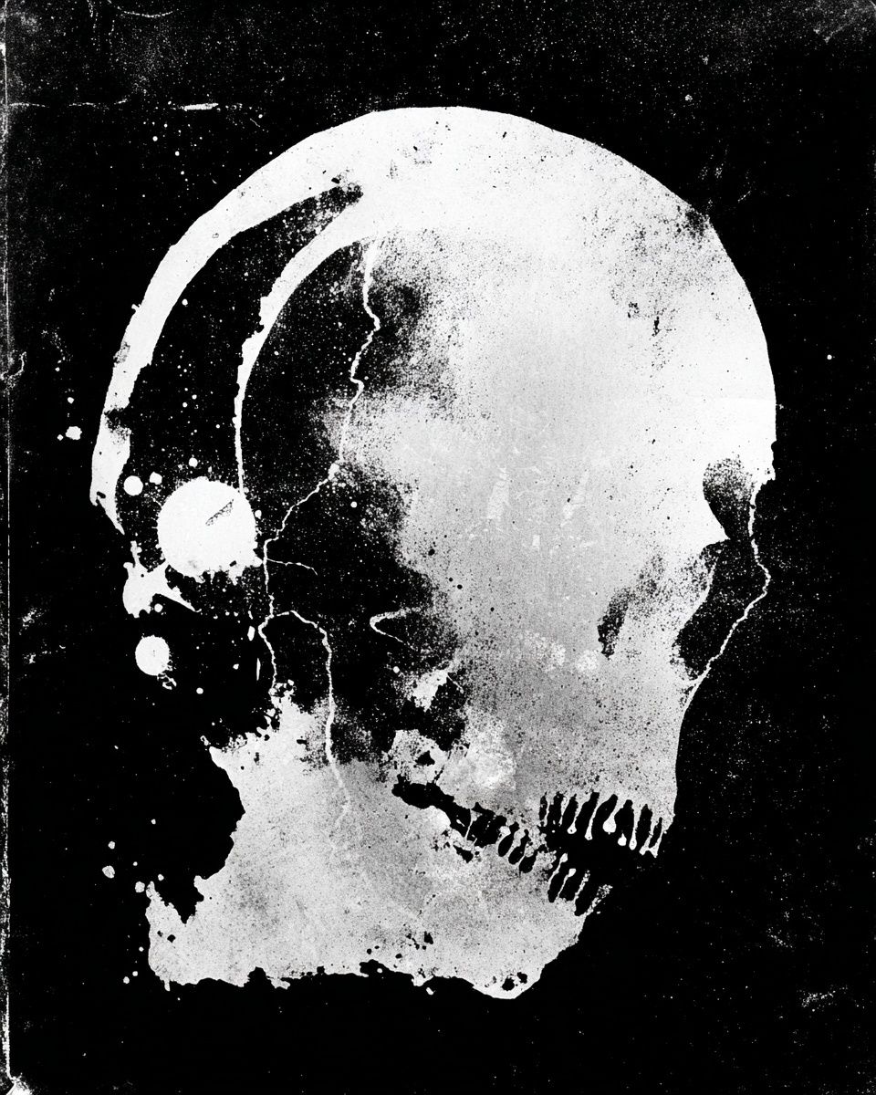 Skull Silhouette — Black-White Print. poster detail