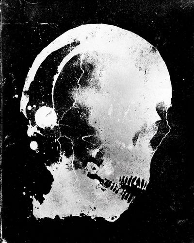 Skull Silhouette — Black-White Print. poster