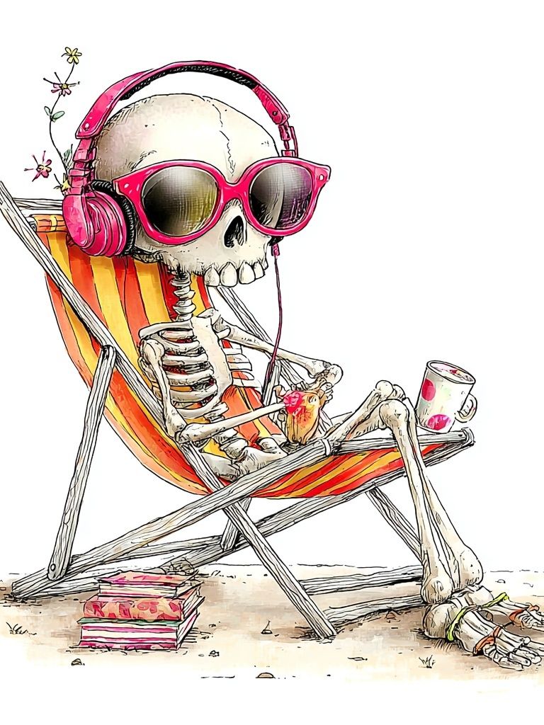 Chillin' Skeleton — Fun Illustration Print. poster detail