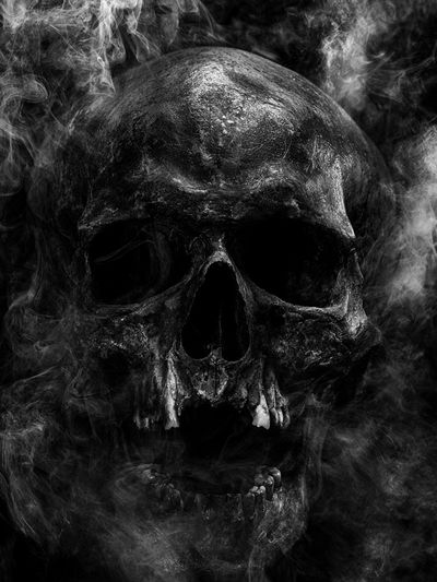 Smoky Skull Black-White Poster.