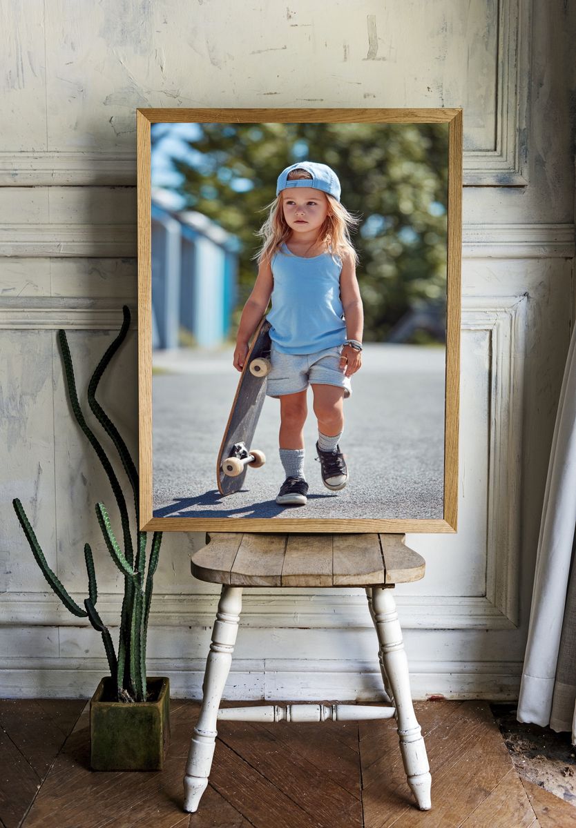 Skateboarding Kid — Photography Print. — room view 1