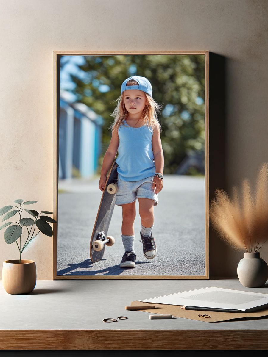 Skateboarding Kid — Photography Print. — room view 2