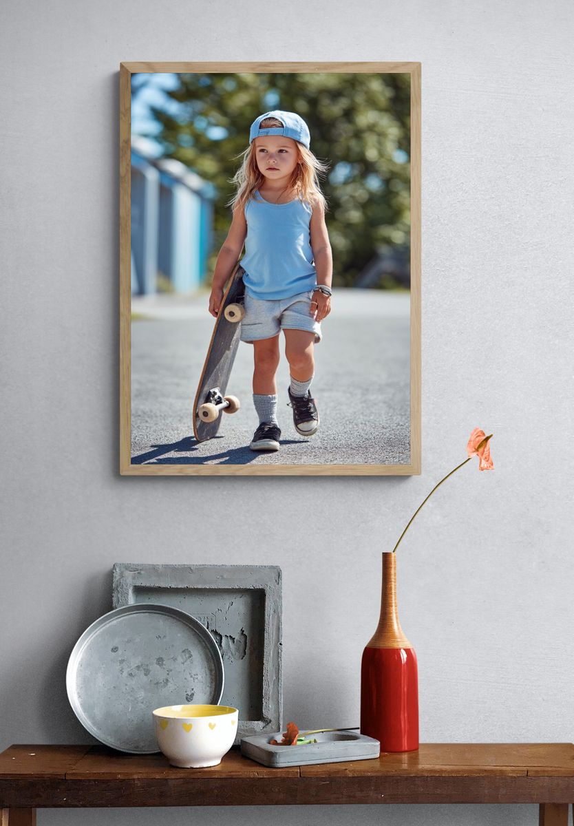 Skateboarding Kid — Photography Print. — room view 3