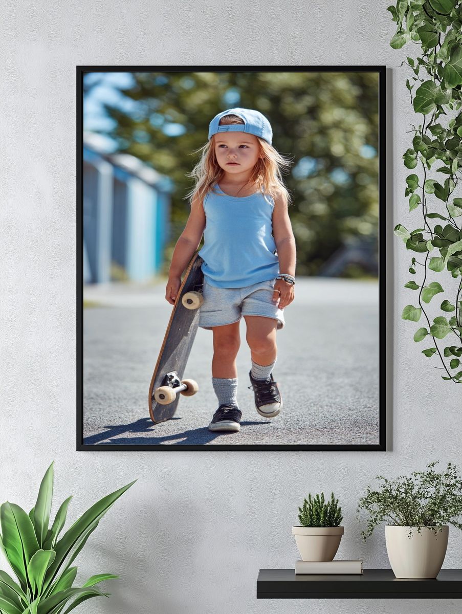 Skateboarding Kid — Photography Print. — room view 4