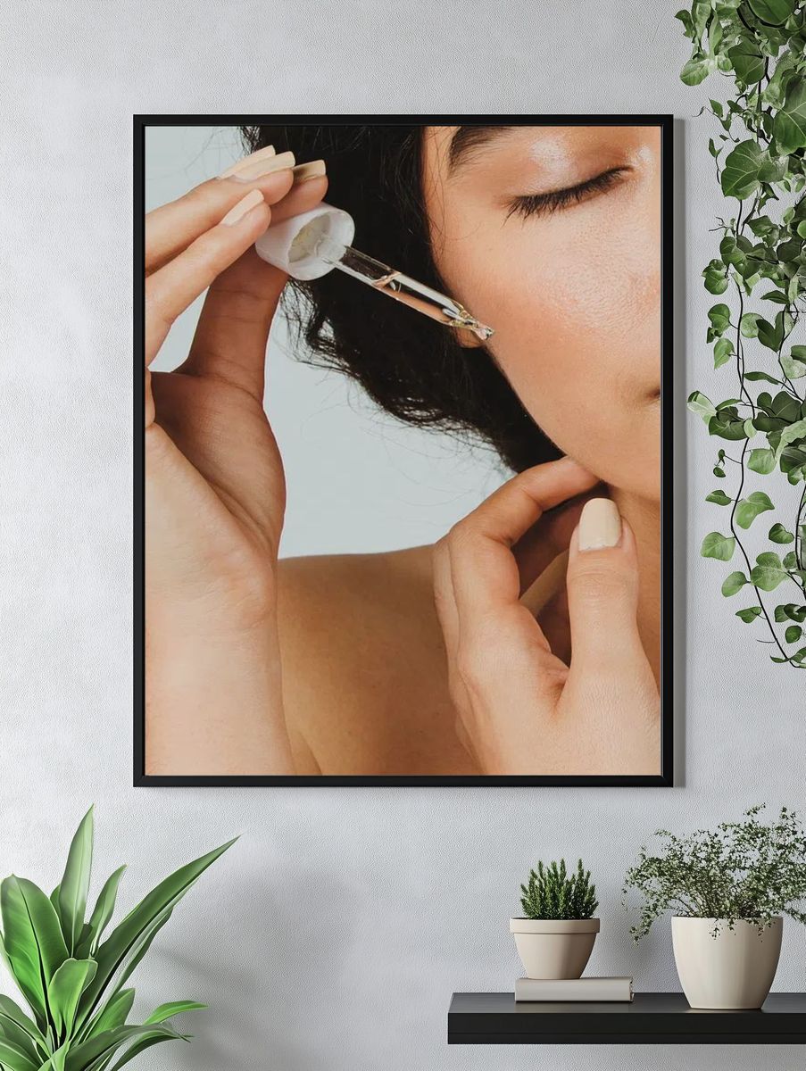 Young woman applying serum her. — room view 4