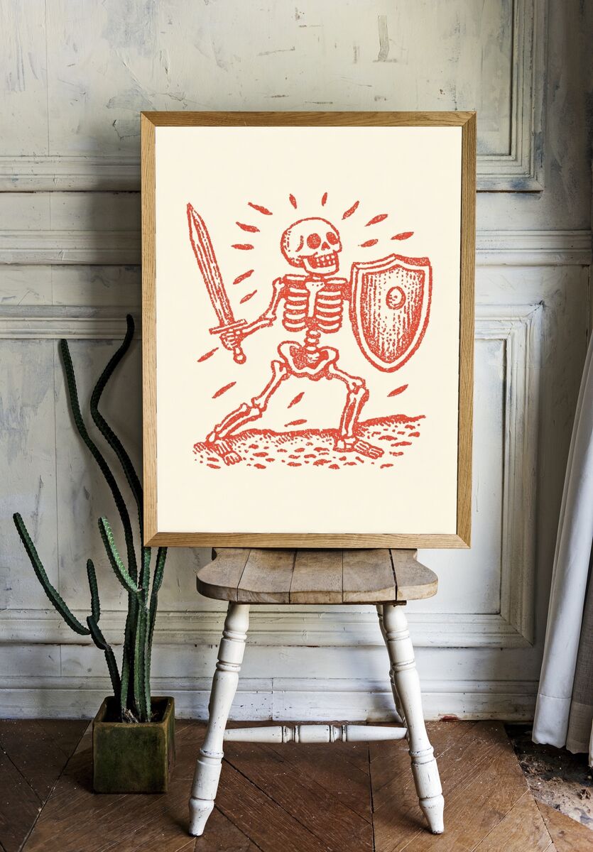 Skeleton Warrior — Vintage Print. — room view 1