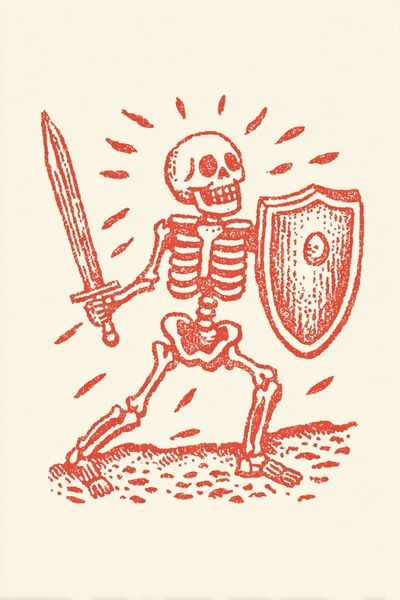 Skeleton Warrior — Vintage Print. poster
