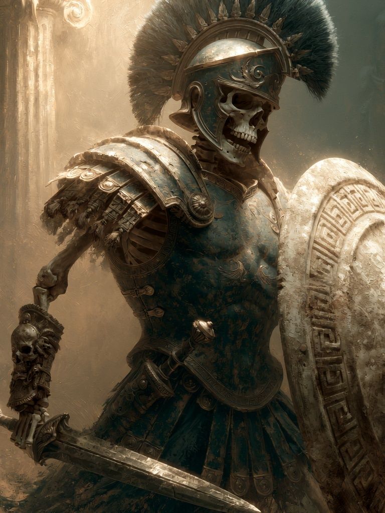 Skeleton Spartan Warrior Print. poster detail