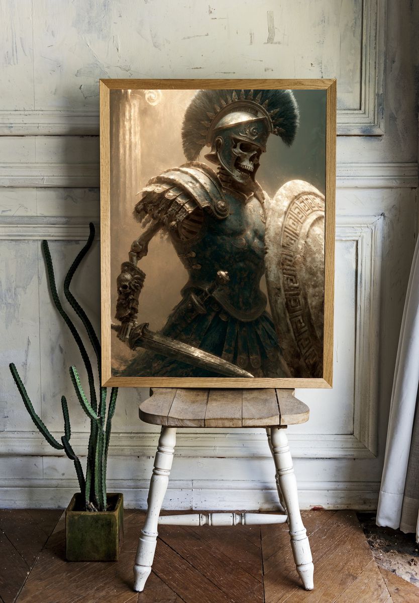 Skeleton Spartan Warrior Print. — room view 1