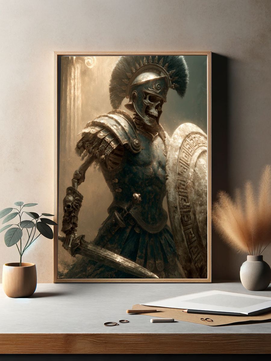 Skeleton Spartan Warrior Print. — room view 2