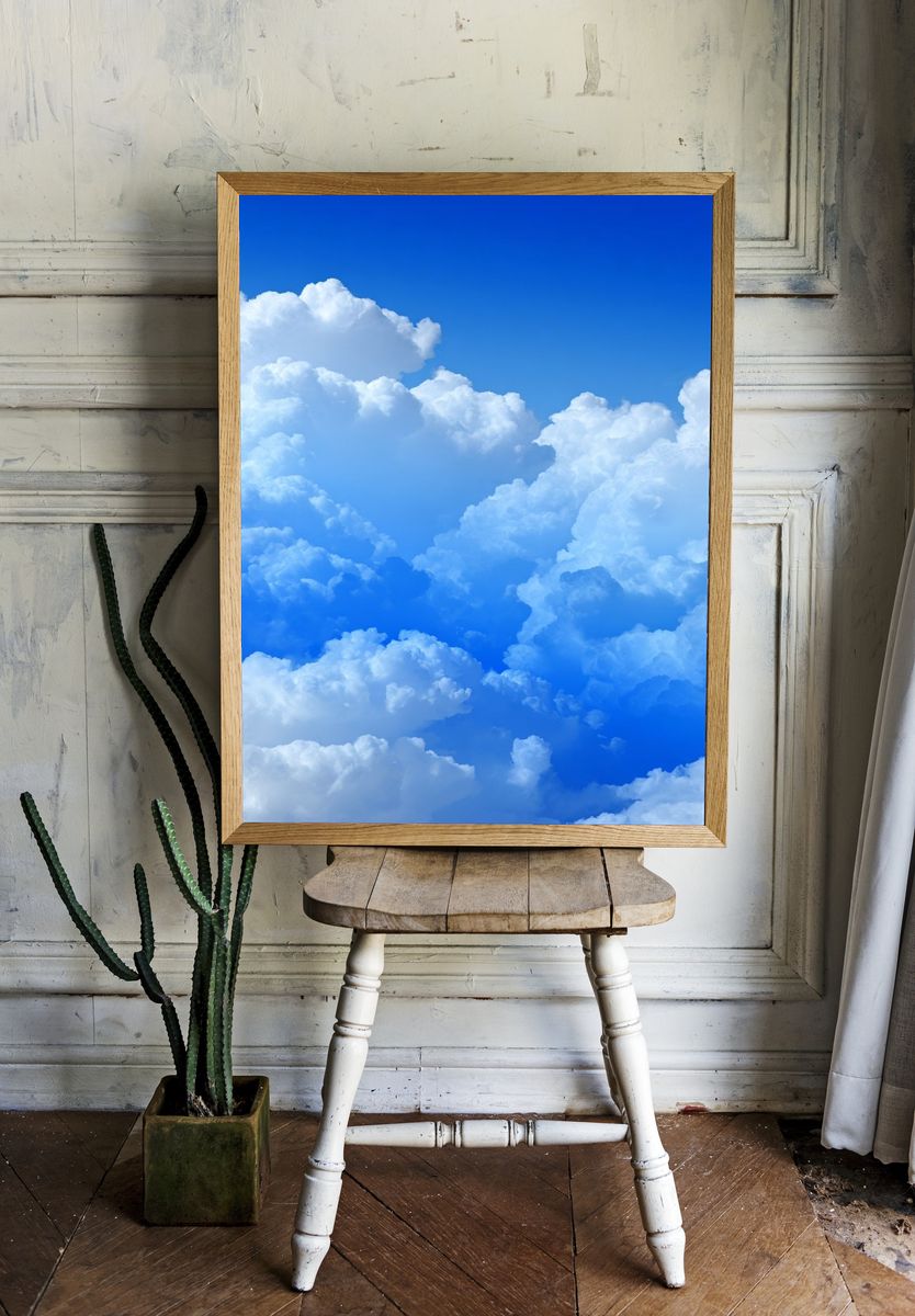 Blue Sky Clouds Photography Poster. room preview