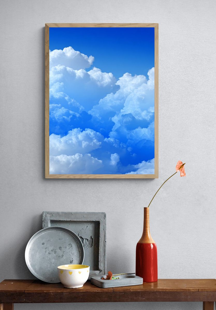 Blue Sky Clouds Photography Poster. — room view 3