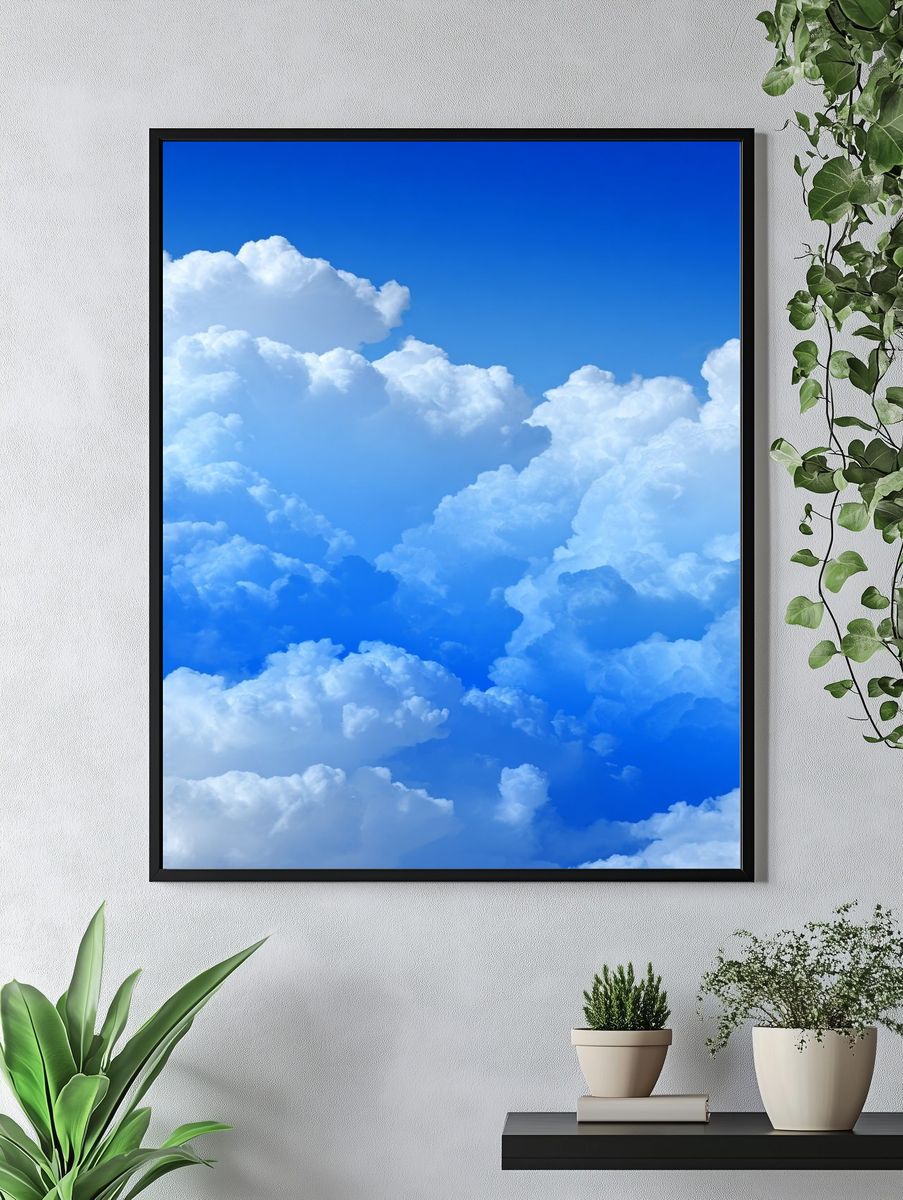 Blue Sky Clouds Photography Poster. — room view 4