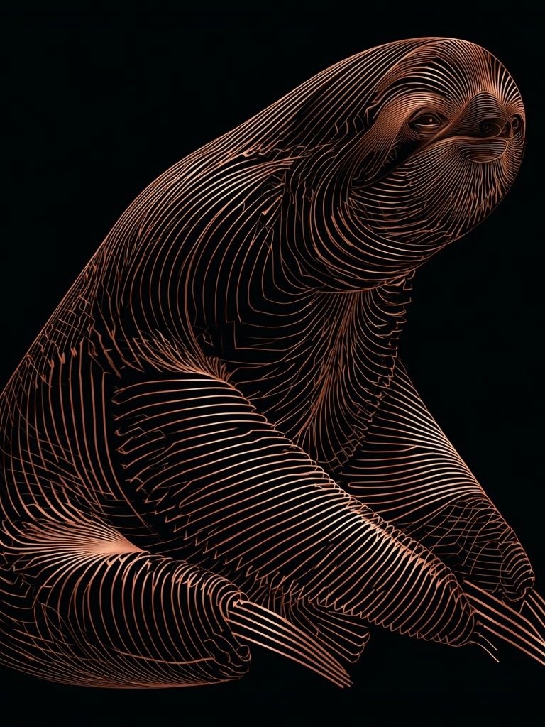 Abstract Sloth Line Art Poster. poster detail