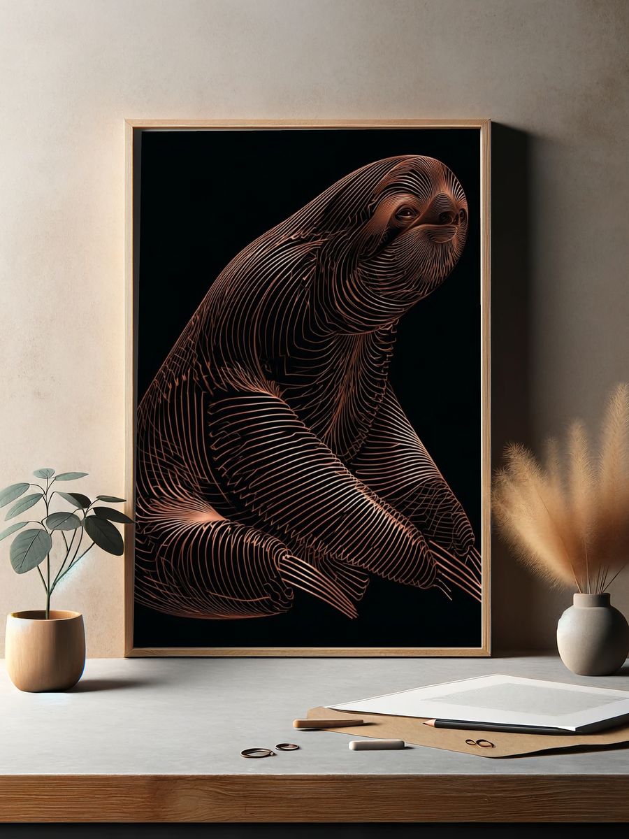 Abstract Sloth Line Art Poster. — room view 2
