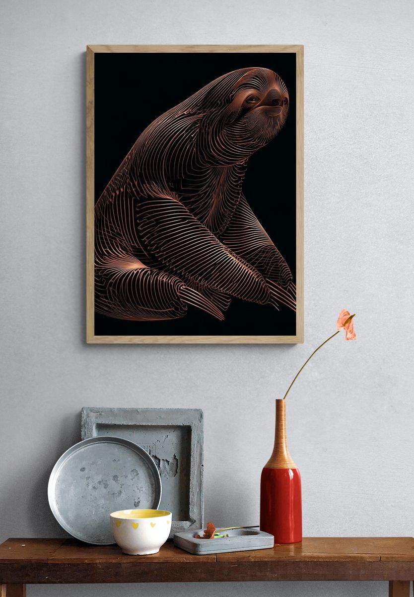 Abstract Sloth Line Art Poster. — room view 3