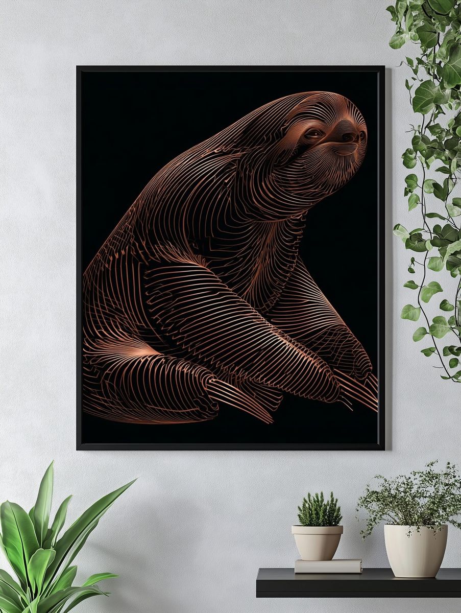 Abstract Sloth Line Art Poster. — room view 4