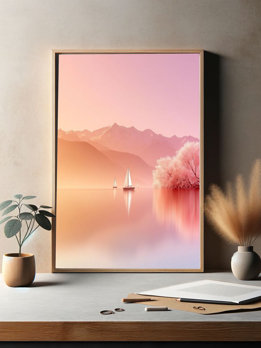 Serene Lake at Dawn — Photography Print. — room view 2