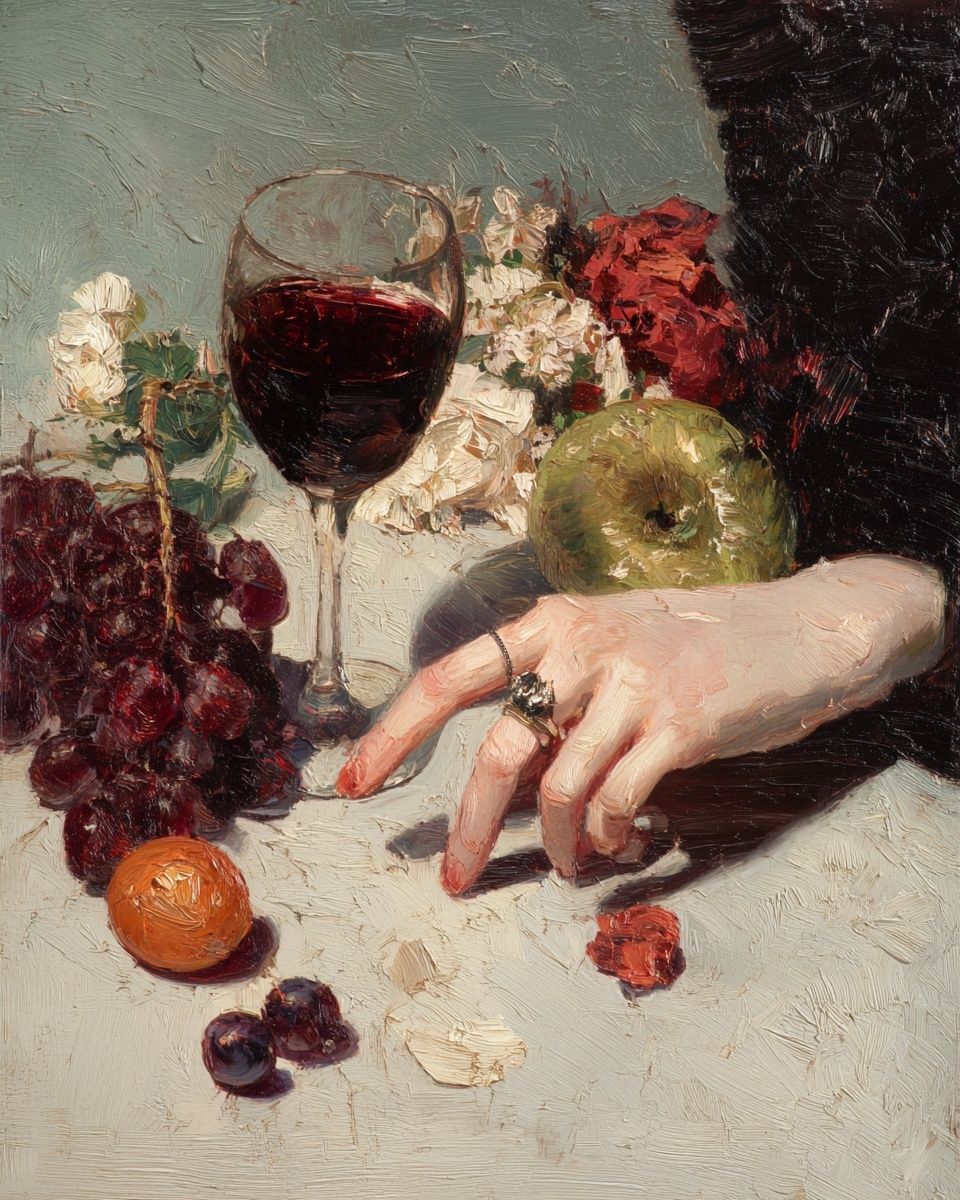 Still Life with Wine and Fruit — Fine Art Print. poster detail